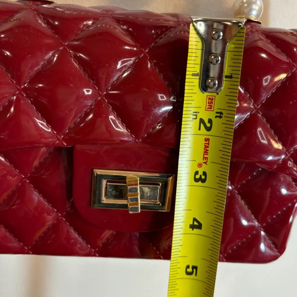 EMPERIA Jelly Quilted Look Mini Crossbody Bag in Deep Burgundy NEW WITH TAGS - Picture 4 of 15